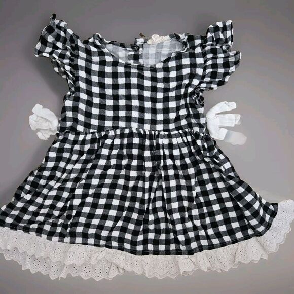 Jessica‎ Simpson Girls Size 6/6x Black White Checkered Gingham Check Dress-MC2 - Picture 1 of 5